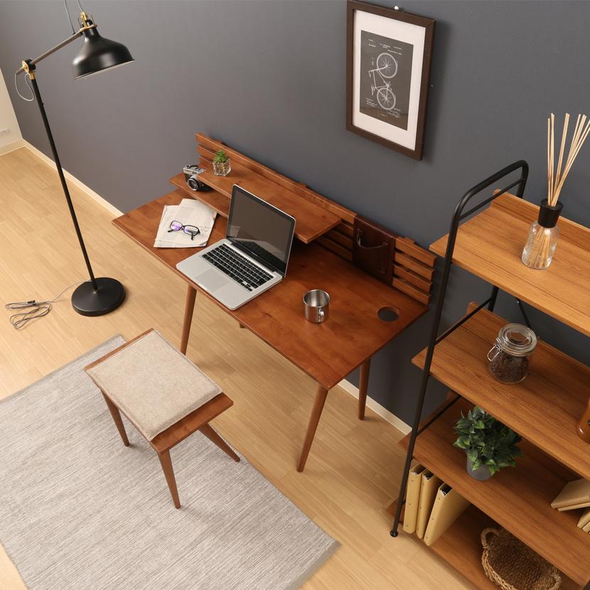 Natural Signature デスクセット ワークデスク+スツール+クッションセット 北欧デザイン 天然木 デスク : 幅1200×奥行475×高さ740mm スツール:490(座面高さ)mm | 不二貿易 | 06