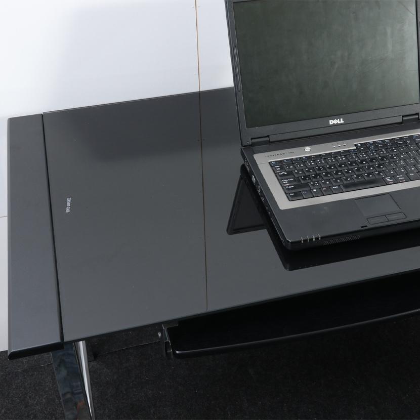 L型 ワークデスク 在宅勤務 キーボードトレイ コードホルダー付属 強化ガラス スチール脚 【アクリリック】 シンプルデザイン 幅1560×奥行1560×高さ760mm