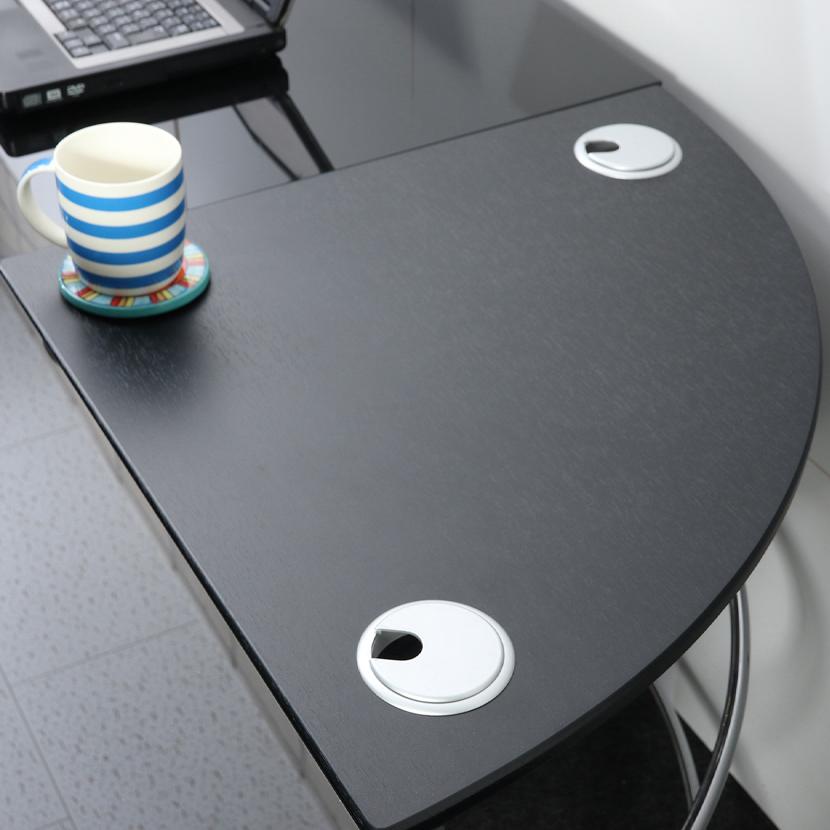 L型 ワークデスク 在宅勤務 キーボードトレイ コードホルダー付属 強化ガラス スチール脚 【アクリリック】 シンプルデザイン 幅1560×奥行1560×高さ760mm
