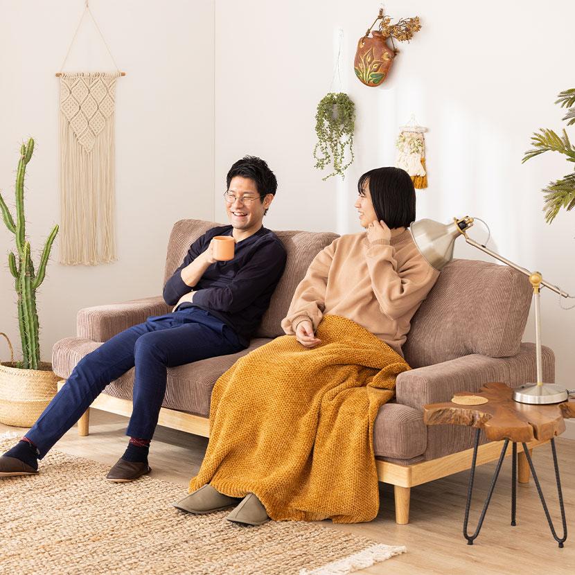 不二貿易（Fuji Boeki） 3人掛け ソファ コーデュロイソファ シンプル