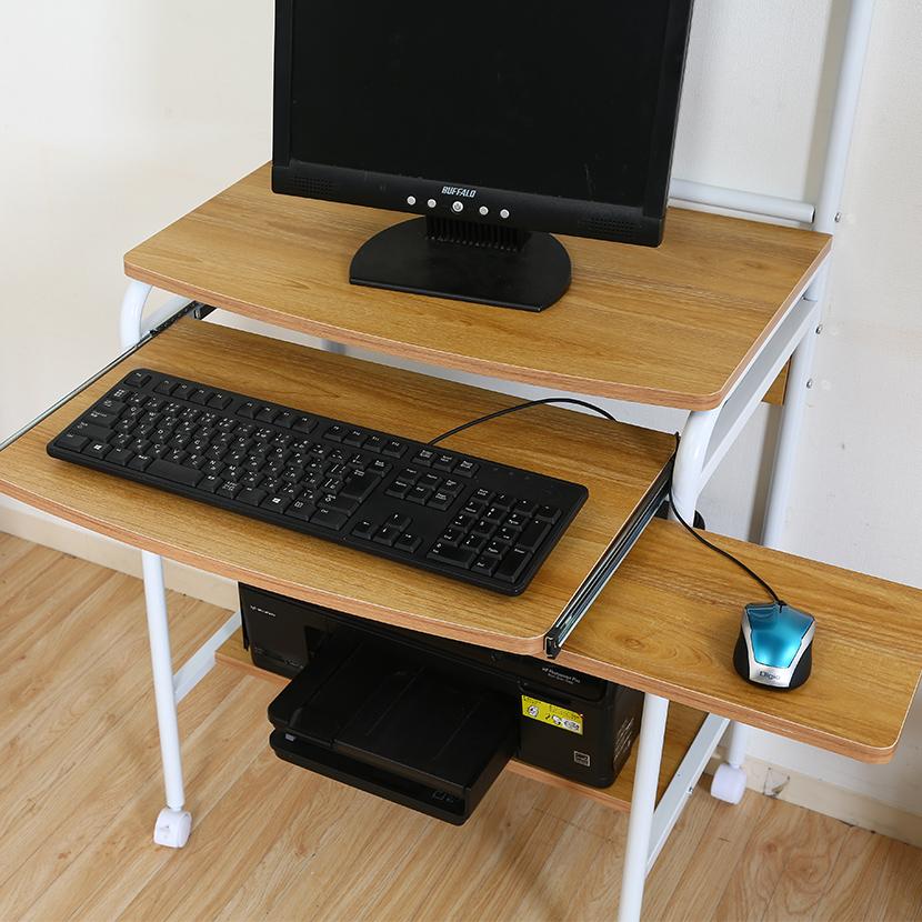 パソコンデスク オフィスデスク 机 上棚付き キーボードスライダー付き マウストレー付き コンパクトデスク スリムデスク 幅600×奥行480×高さ1220mm | 不二貿易 | 03