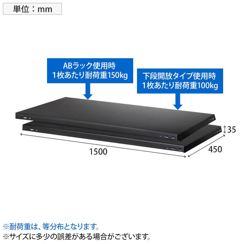 オプション 抗菌加工 Garage(ガラージ) 日本製 軽量棚ABラック 追加棚板 2枚 収納棚 業務用 物品棚 倉庫 幅1512×奥行462mm用 AB-T1545 SIAA
