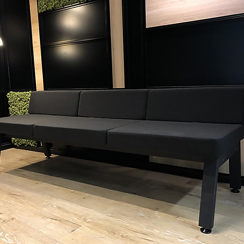 Garage(ガラージ) LSGD3 ダイニングワークシリーズ ソファー ロビーソファー 3人掛け ブラック 幅1800×奥行600×高さ630mmの画像