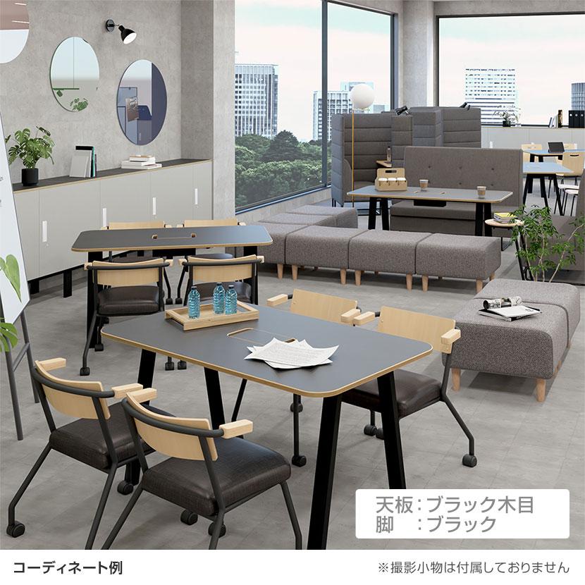 Garage MRフリースタイルデスク フリーアドレスデスク 会議テーブル リビングテーブル 抗菌・指紋レス天板 幅1400×奥行800×高さ722mm 配線収納付き GA-MR1480の画像