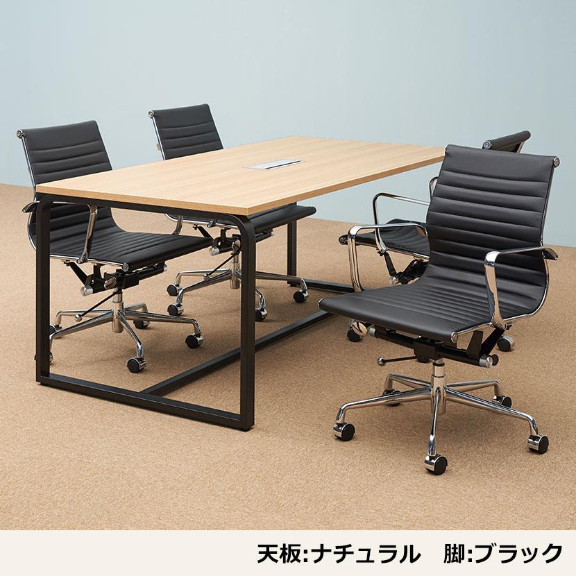 法人様限定 会議テーブル おしゃれ メティオ ミーティングテーブル 配線ボックス付き ブルックリン 幅1800×奥行900×高さ720mm ホワイト:販売終了の画像