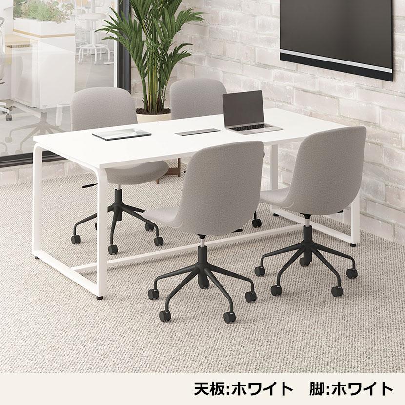 法人様限定 会議テーブル おしゃれ メティオ ミーティングテーブル 配線ボックス付き ブルックリン 幅1800×奥行900×高さ720mm ホワイト:販売終了の画像