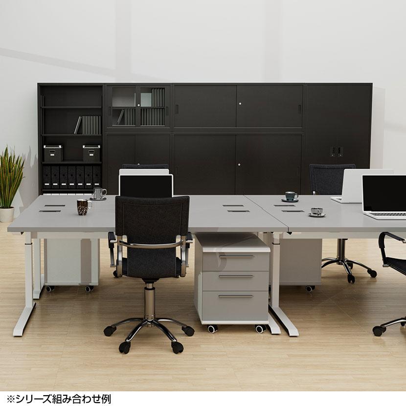 スチール書庫 A4シリーズ 両開き書庫 下置き 鍵付き A4サイズ対応 ホワイトグレー ブラック 幅880×奥行400×高さ1850mm 国産 完成品 A4-36H 収納棚の画像