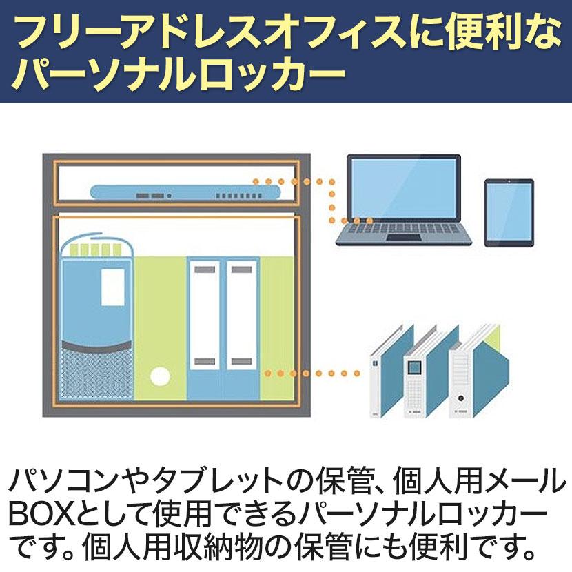 パーソナルロッカー 2人用 2列1段 H525 上置き IC錠 開口付き 棚板付き