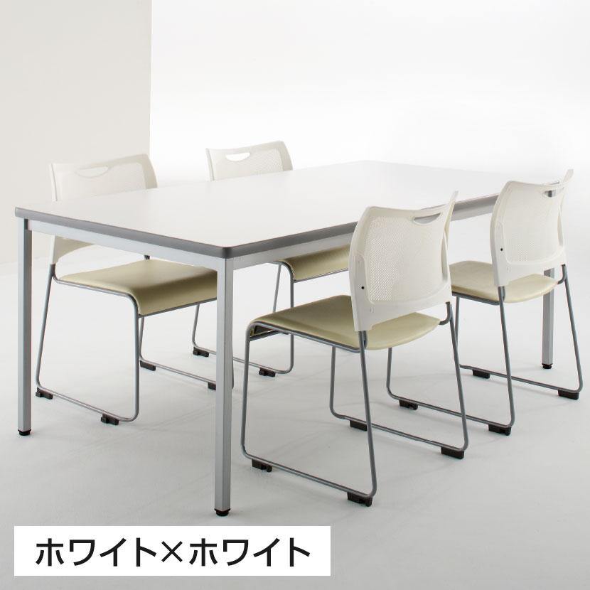 ホワイト×グリーン・ホワイト×アイボリー:次回入荷未定 4脚セット ミーティングチェア MCX スタッキング可 座面:ビニールレザー 幅490×奥行525×高さ790mm | アイリスチトセ | 02