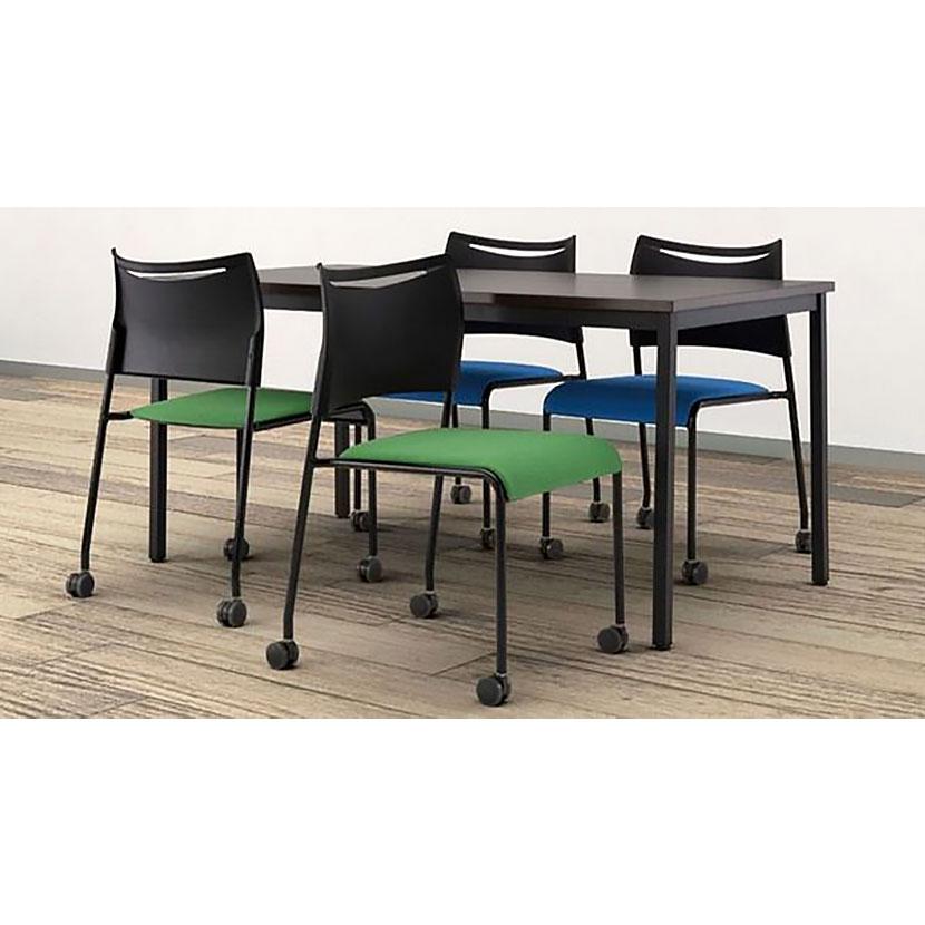 4脚セット キャスター付きミーティングチェア LTS ブラックフレーム スタッキング可 座面:ファブリック 幅520×奥行535×高さ790mm | アイリスチトセ | 02