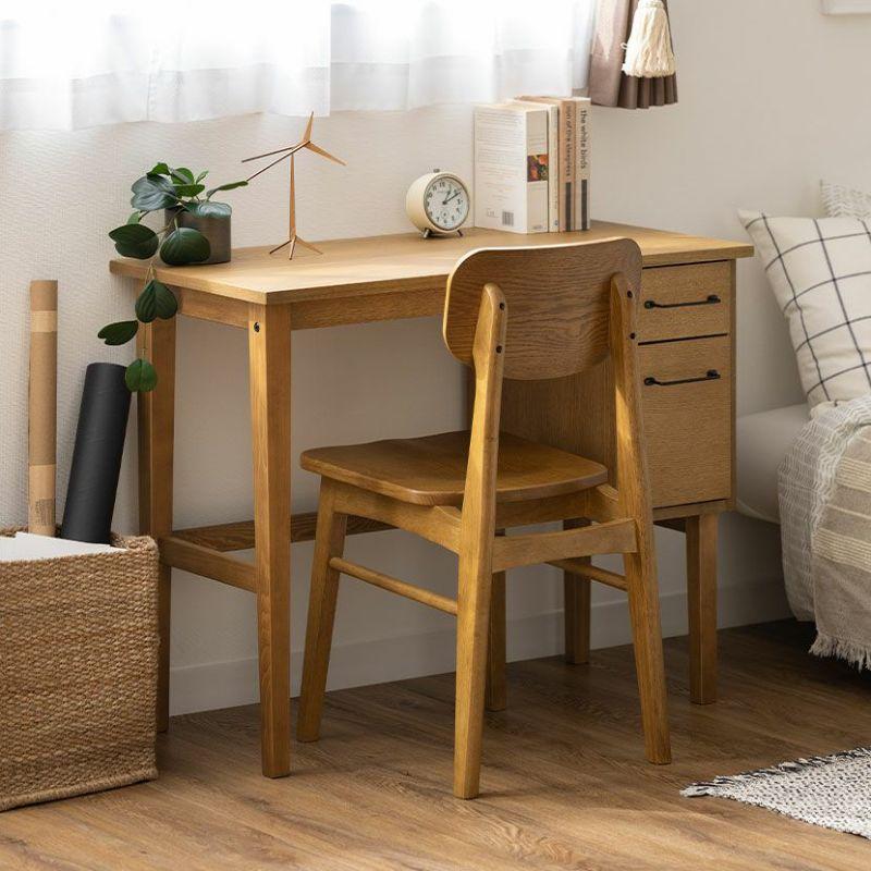 ICHIBA 木製デスク 引き出し付き ナチュラル 美品 ICHIBA（市場） デスクチェアセット デスク(幅900mm)＋チェア(板座) ラ