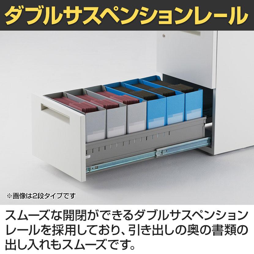 イナバ デスクワゴン 3段タイプ A4収納 鍵付き 国産 ワゴンA4-3-606CK