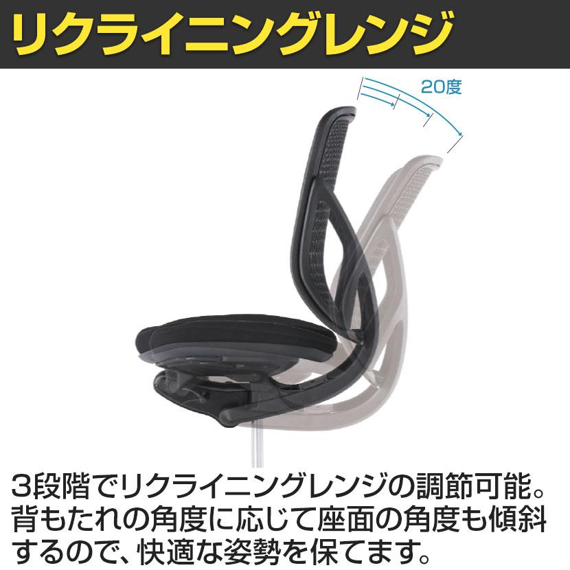 イナバ Yera イエラ オフィスチェア ローバック 肘なし ランバーサポート付き 樹脂メッシュ ブラック SV0111の画像