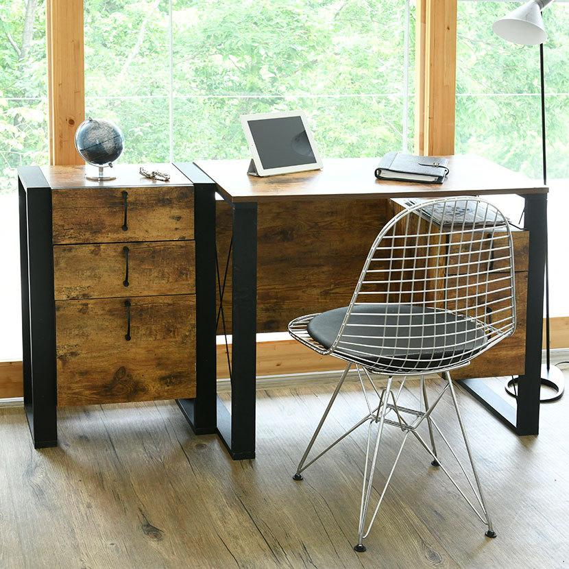 ブルックリンスタイル デスク パソコンデスク おしゃれ 仕事机 事務机 勉強机 ヴィンテージ風 引き出し付き 幅900 奥行495 高さ735mm Fbr 0002 Bkbr オフィス家具通販のオフィスコム 通販 Paypayモール