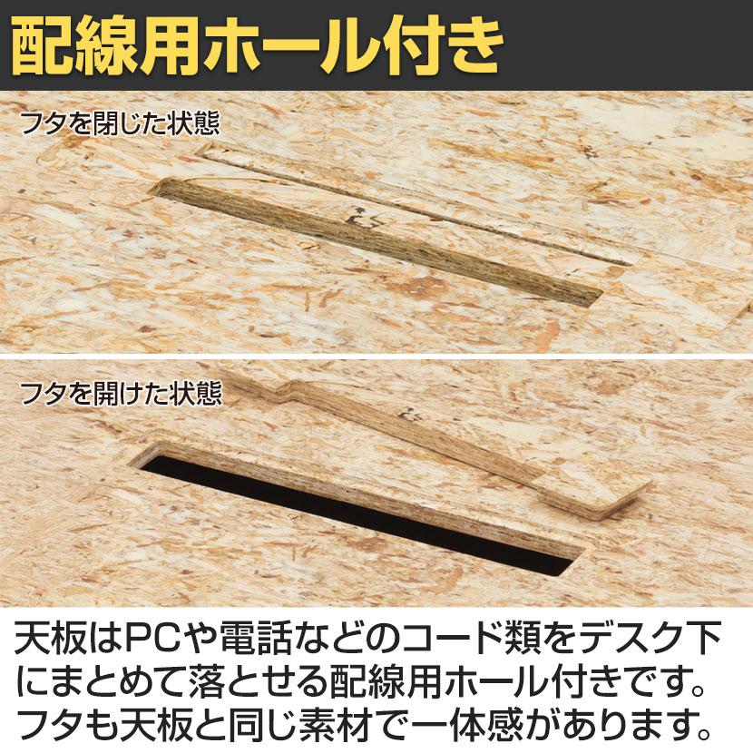 OSBワークデスク 基本セット フリーアドレスデスク OSB合板天板採用 なめらか研磨仕上 ビンテージ 幅1200×奥行1400×高さ714mm_3