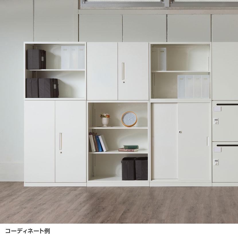 スチール書庫 両開き扉タイプ 鍵付き 書類保管 A4ファイル収納可 選べるカラー 粉体塗装仕上げ 幅800×奥行400×高さ750mmの画像