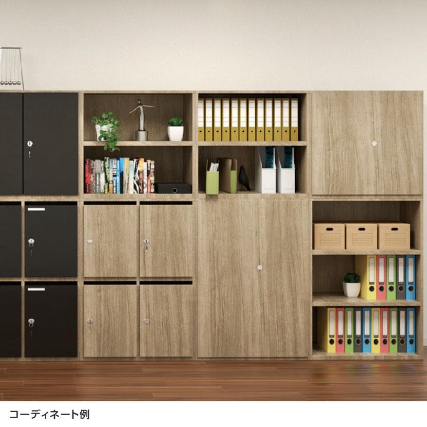 オープン書庫 2段 木製シェルフ ストレージ オフィス収納 使い方自由 シンプル おしゃれな木目 幅800×奥行400×高さ765mmの画像