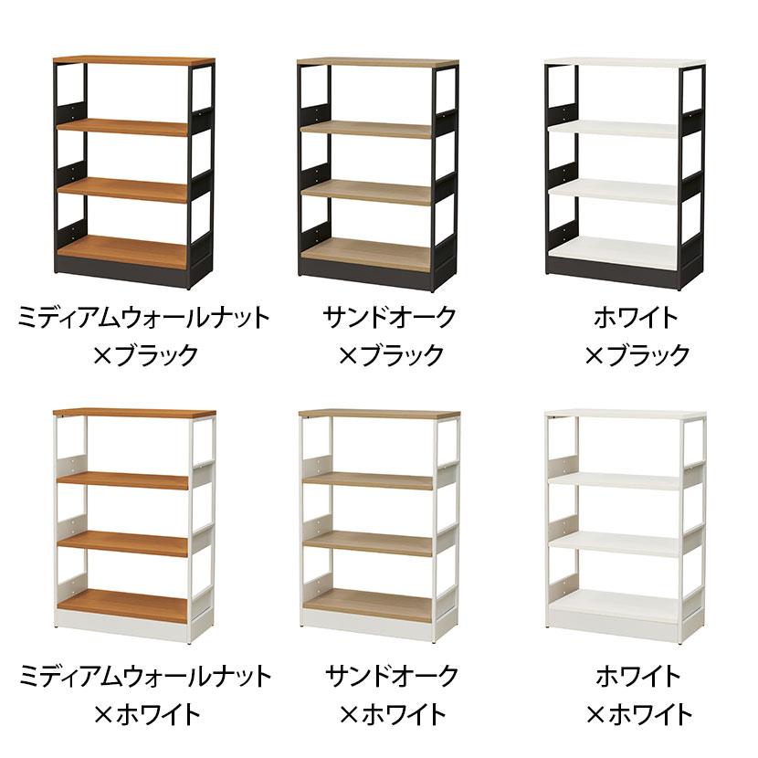 シェルフ オープンシェルフ オフィス収納 3段 使い方自由 シンプル 棚:木製 フレーム:スチール 幅800×奥行400×高さ1180mm_1