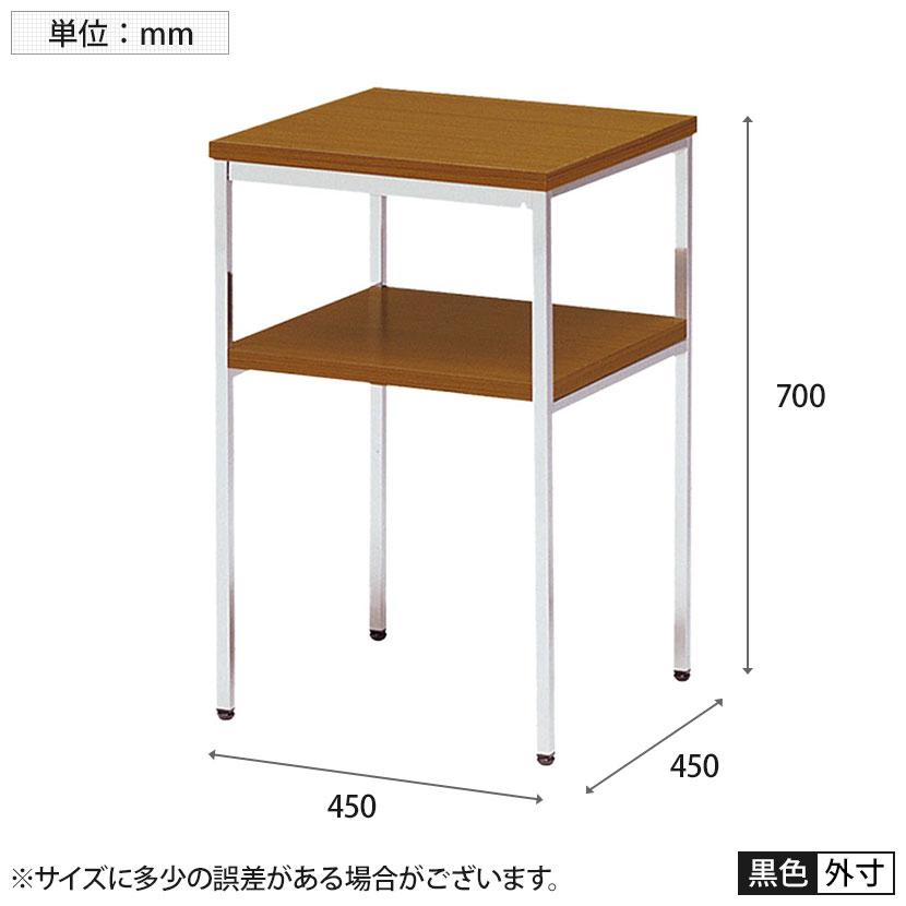 電話台 エントランス シンプル 棚付き クロームメッキ 幅450×奥行450×高さ700mmの画像