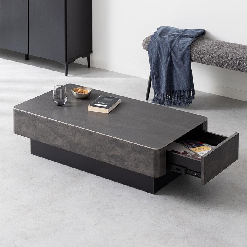 ローテーブル オーヴ ORV 収納 引き出し セラミック 大理石柄 座卓