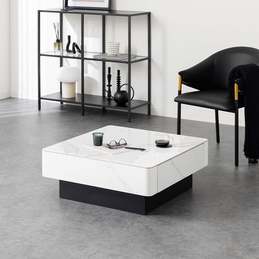 ローテーブル オーヴ ORV 収納 引き出し セラミック天板 正方形