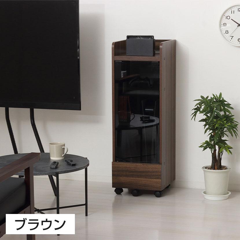 機器ラック キャスター付き 機器収納ボックス 強化ガラス扉 引き出し付き 電話台 ネットワーク OA機器 幅320×奥行335×高さ965mm | クロシオ | 02