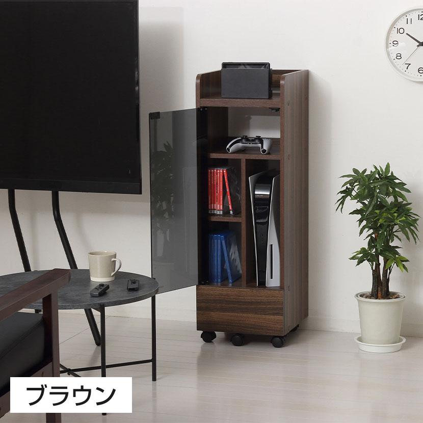 機器ラック キャスター付き 機器収納ボックス 強化ガラス扉 引き出し付き 電話台 ネットワーク OA機器 幅320×奥行335×高さ965mm | クロシオ | 03