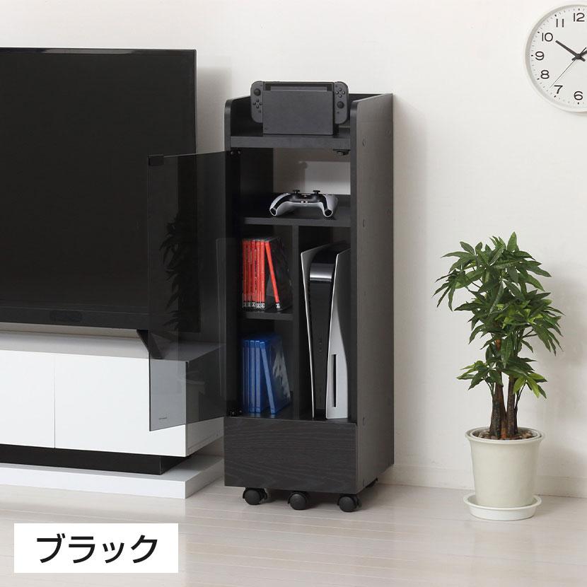 機器ラック キャスター付き 機器収納ボックス 強化ガラス扉 引き出し付き 電話台 ネットワーク OA機器 幅320×奥行335×高さ965mm | クロシオ | 05