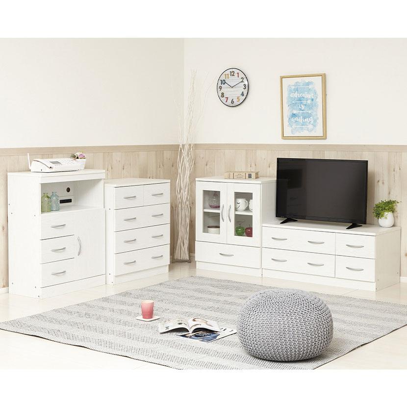 クロシオ ブルーム チェスト 収納 ストッパー付き 2口コンセント 幅600