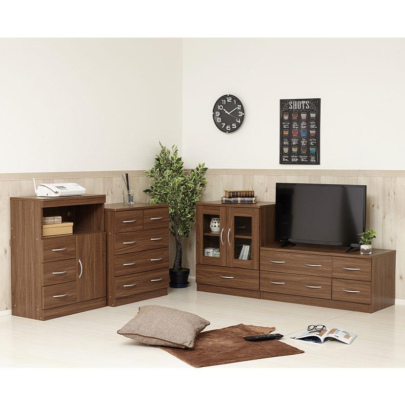 クロシオ ブルーム ローチェスト 収納 ストッパー付き テレビ台 2口