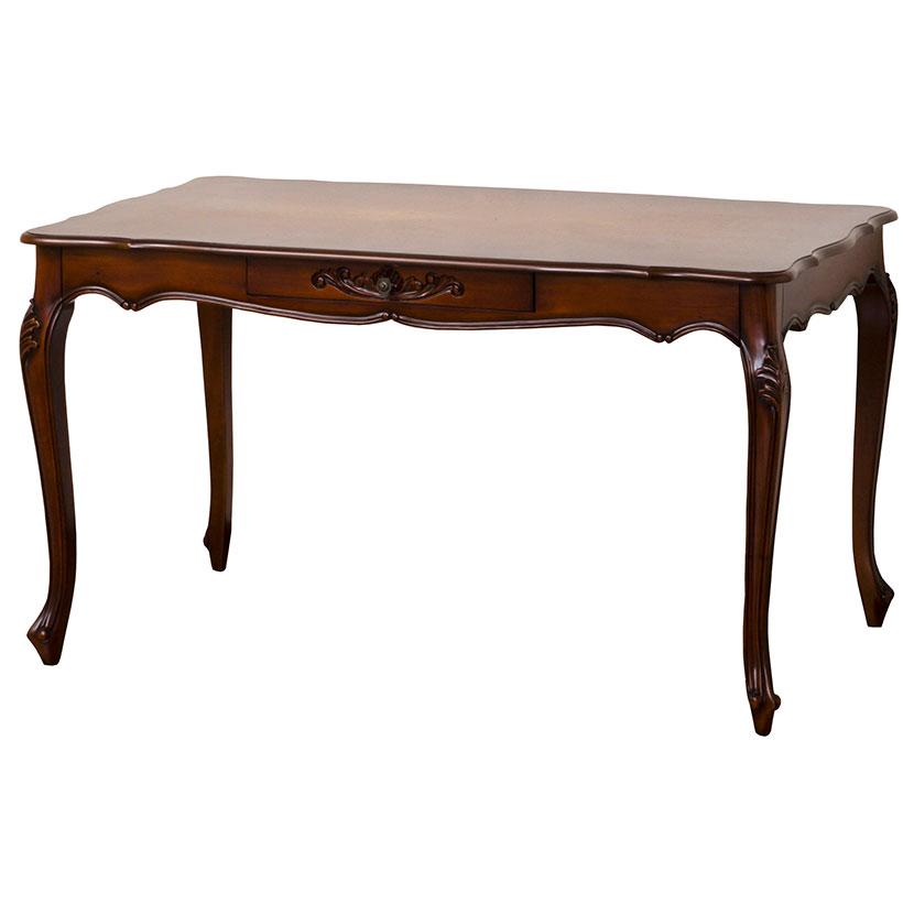 クロシオ ダイニングテーブル 4人用 猫脚 手彫り 引出収納 マホガニー