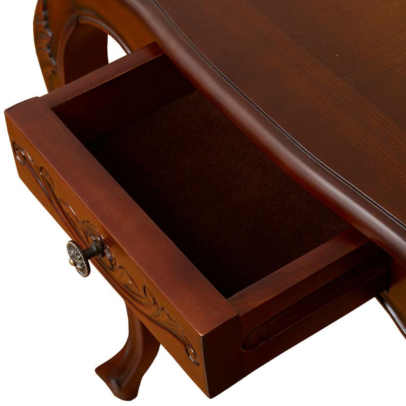 ダイニングテーブル 2人用 猫脚 手彫り 引出収納 マホガニー 幅750×奥行750×高さ730mm | クロシオ | 12