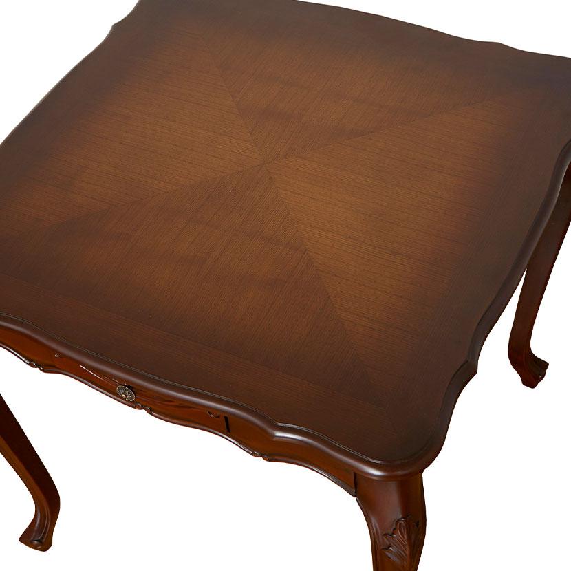 ダイニングテーブル 2人用 猫脚 手彫り 引出収納 マホガニー 幅750×奥行750×高さ730mm | クロシオ | 13