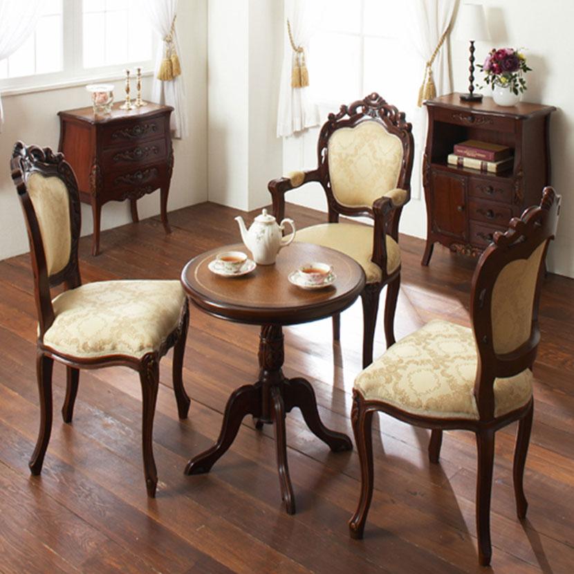 コモ テーブル 天板レザー調 猫脚 手彫り仕上げ 幅600×奥行600×高さ600mm | クロシオ | 03