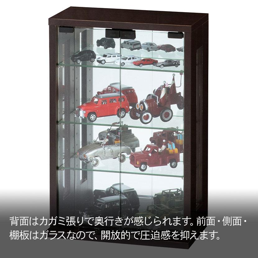 卓上コレクションケース 縦型 ディスプレイ コンパクト 収納 ガラスケース コレクションラック 裏面鏡張り 幅400×奥行230×高さ600mm | クロシオ | 05