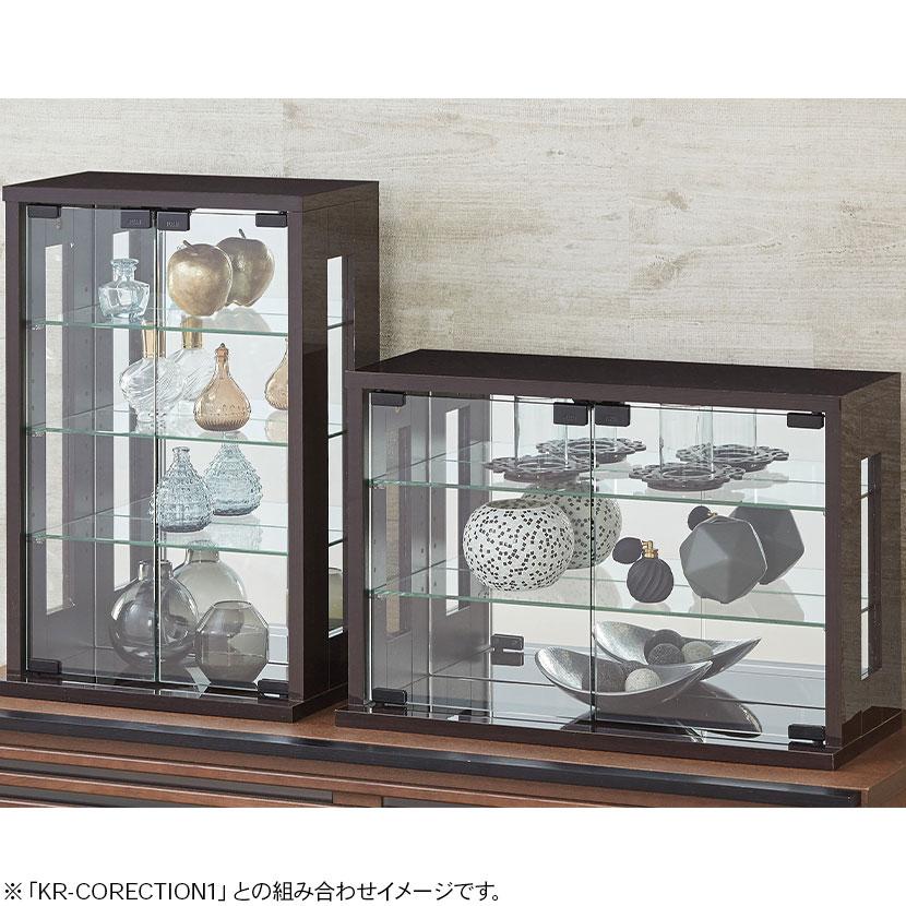 卓上コレクションケース 横型 ディスプレイ コンパクト 収納 ガラスケース コレクションラック 裏面鏡張り 幅600×奥行230×高さ400mm | クロシオ | 04