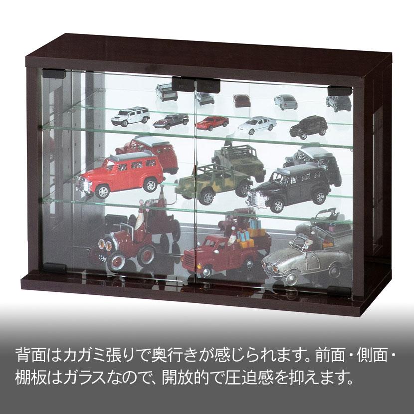 卓上コレクションケース 横型 ディスプレイ コンパクト 収納 ガラスケース コレクションラック 裏面鏡張り 幅600×奥行230×高さ400mm | クロシオ | 05