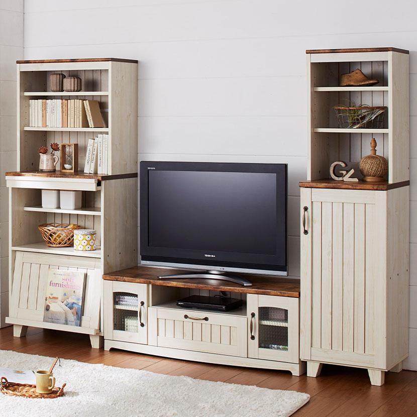 クロシオ カントリー ハイキャビネット 食器棚 隙間収納 幅400×奥行400