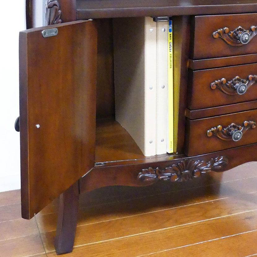 コモ ファックス台 高級木材 マホガニー 収納棚 チェスト 電話台 職人手彫り 幅600×奥行350×高さ790mm | クロシオ | 05
