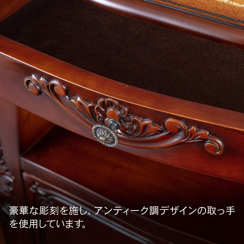 コモ ファックス台 高級木材 マホガニー 収納棚 チェスト 電話台 職人手彫り 幅600×奥行350×高さ790mm | クロシオ | 07