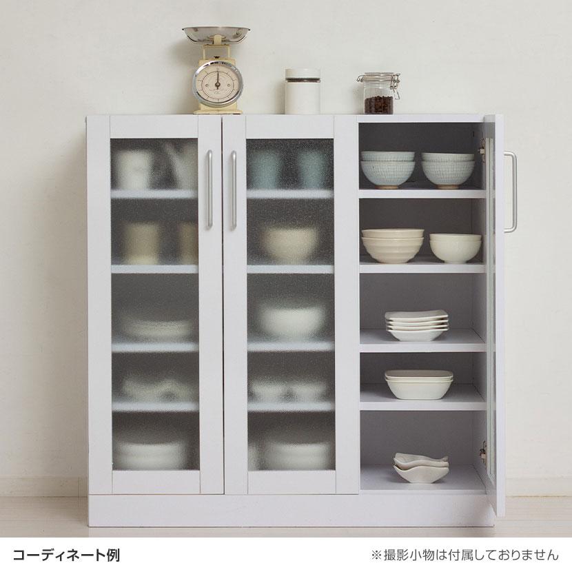 クロシオ ヌーヴォー 食器棚 キッチン収納 キャビネット すりガラス扉