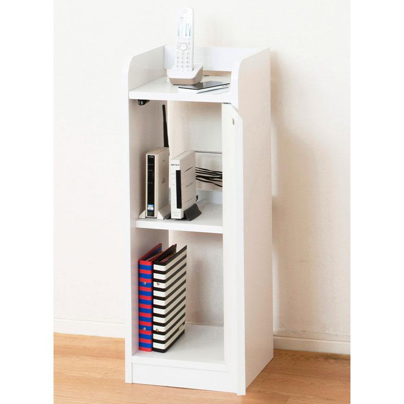 鏡面モデム収納ラック 電話台 スリムラック 隙間収納 コンパクト 幅300×奥行295×高さ800mm | クロシオ | 03