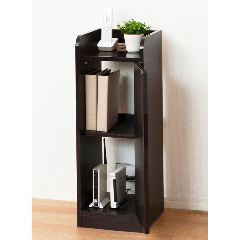 鏡面モデム収納ラック 電話台 スリムラック 隙間収納 コンパクト 幅300×奥行295×高さ800mm | クロシオ | 04