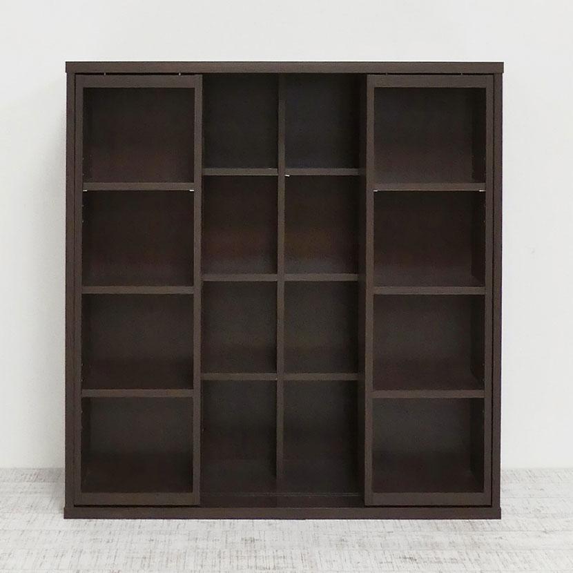 深型スライドシェルフ 本棚 書棚 スライド式 4段 可動棚 木製 コミック収納 大容量 壁面収納 ラック 漫画 オープンラック 幅900×奥行340×高さ930mm | クロシオ | 08