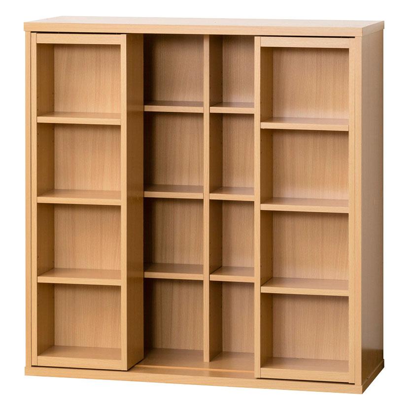 深型スライドシェルフ 本棚 書棚 スライド式 4段 可動棚 木製 コミック収納 大容量 壁面収納 ラック 漫画 オープンラック 幅900×奥行340×高さ930mm | クロシオ | 13