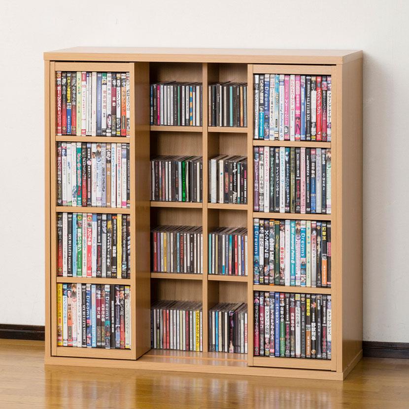 深型スライドシェルフ 本棚 書棚 スライド式 4段 可動棚 木製 コミック収納 大容量 壁面収納 ラック 漫画 オープンラック 幅900×奥行340×高さ930mm | クロシオ | 02