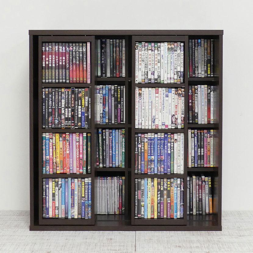 深型スライドシェルフ 本棚 書棚 スライド式 4段 可動棚 木製 コミック収納 大容量 壁面収納 ラック 漫画 オープンラック 幅900×奥行340×高さ930mm | クロシオ | 07