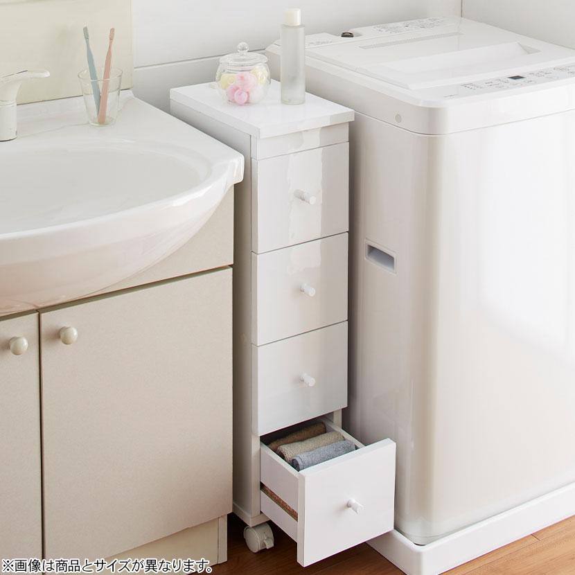 隙間収納 スリムワゴンW25 収納家具 リビング収納 洗面所収納 鏡面 コンセント キャスター付き ストッパー付き 幅250×奥行310×高さ790mm | クロシオ | 01