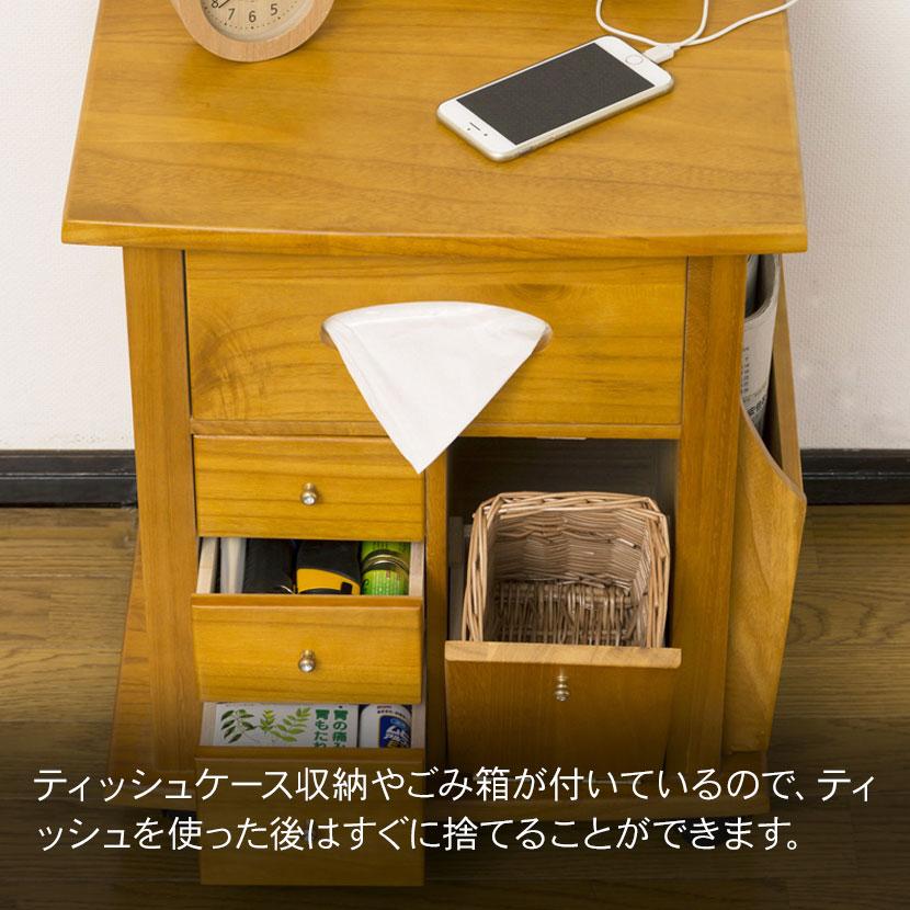 クロシオ サイドテーブル ソファーサイドすっ桐ワゴン キャスター付き