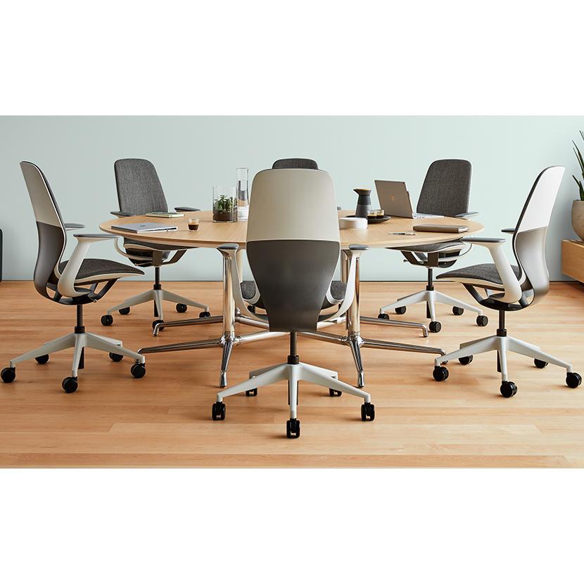 スチールケース シルク Steelcase SILQ オフィスチェア プラチナムソリッド/マール ニューブラックハーレー 418A000PM-F2 固定アーム オフィス 椅子の画像